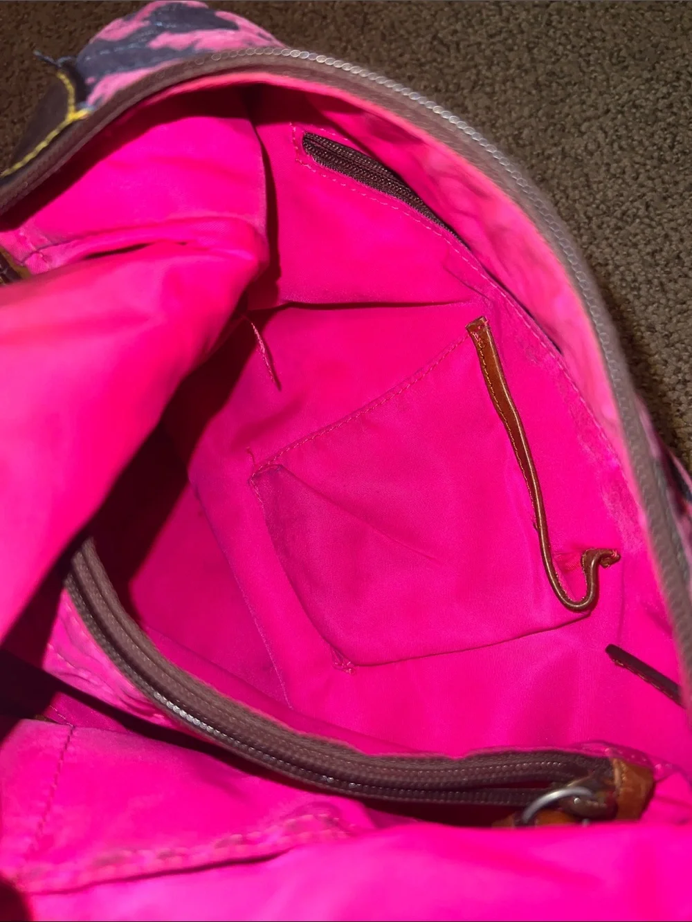 Dooney & Bourke Logo Hobo Bag Pink Navy Canvas Leather Y2K Shoulder Bag